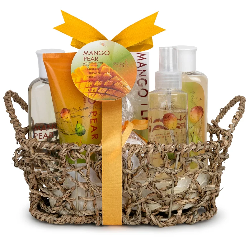 Woven Basket Mango-Pear Fragrance Bath & Body Set