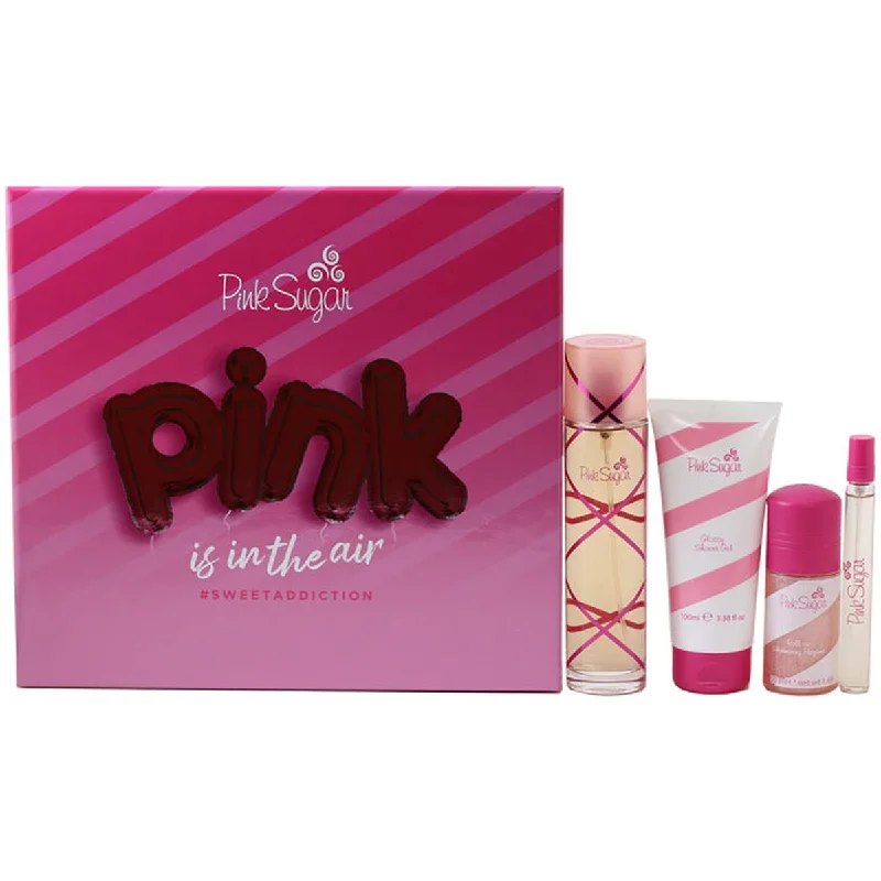 Aquolina  Pink Sugar Ladies 3.4 EDT, 3.4 SG, 1.7 Roll On Gift Set