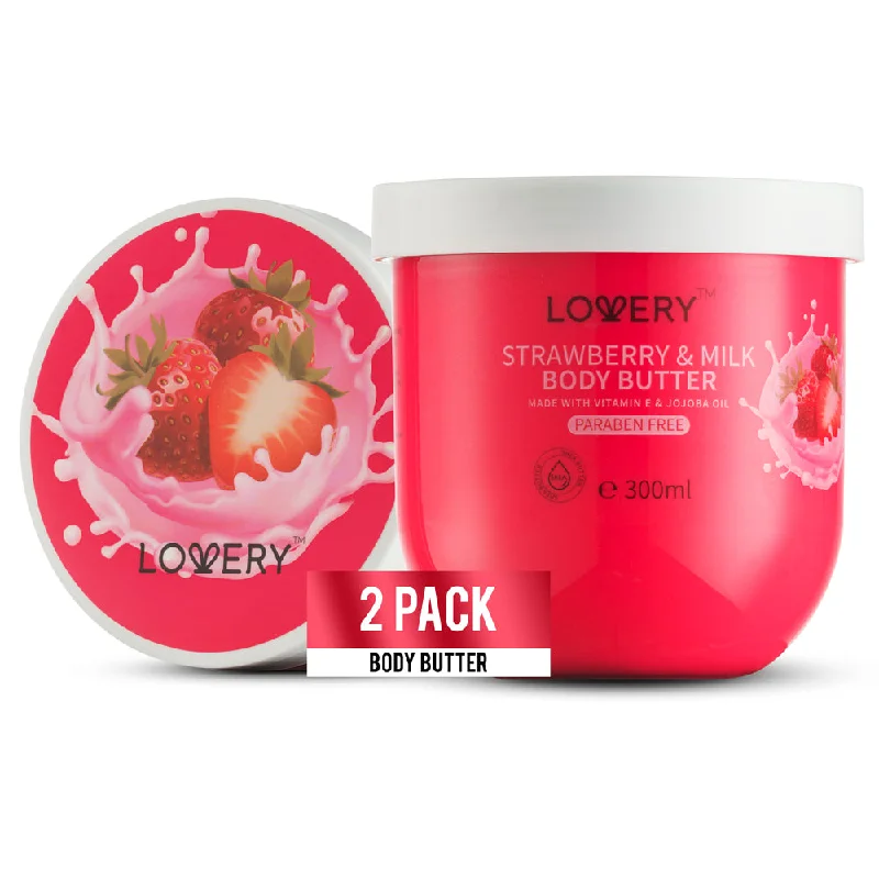 Lovery Strawberry Milk Whipped Body Butter - 2 Pack - for Men & Women