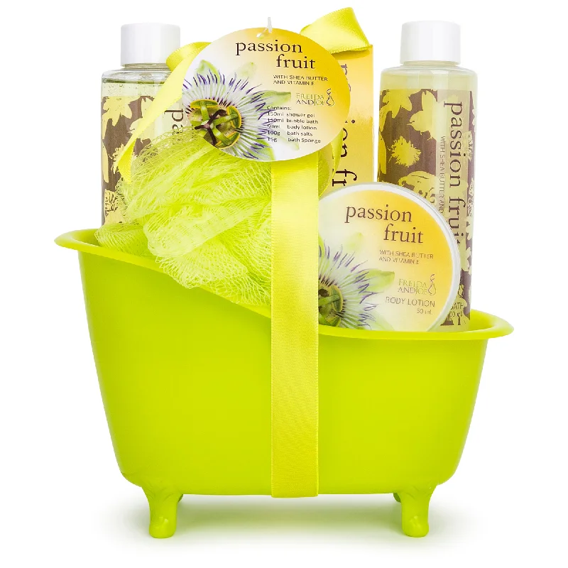 Passion Fruit Fragrance Bath & Body Spa Gift Set in an Apple Green Tub Basket