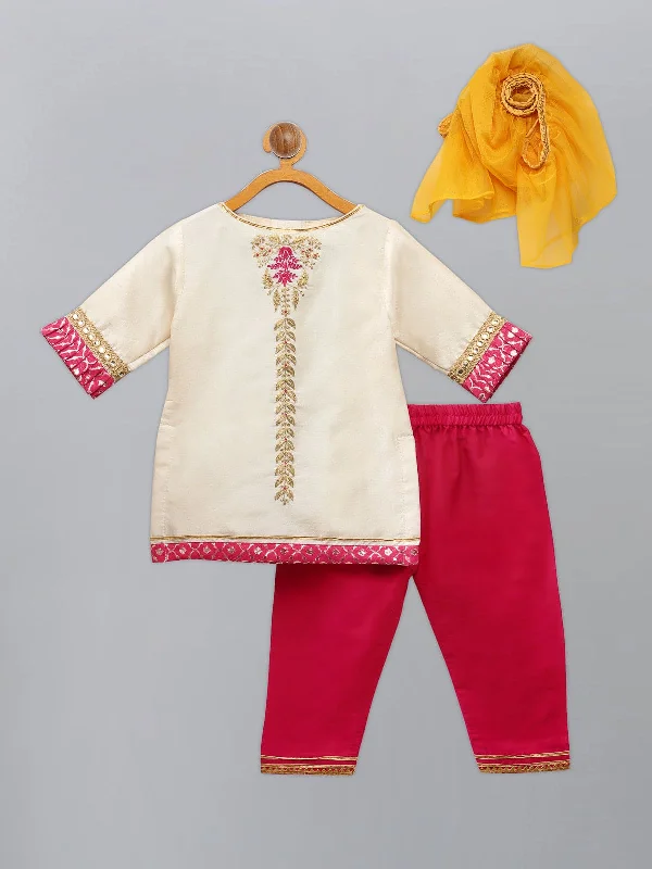 Pre-Order: Embroidered Kurta Pajama with Ruffeled Dupatta