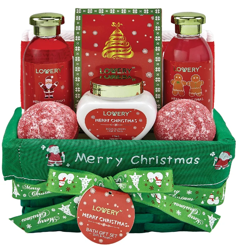 Lovery Bath And Body Christmas Gift Basket - Strawberry & Sandalwood Scent