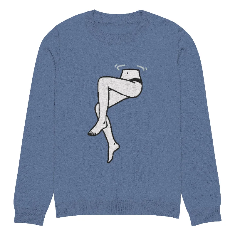 Shark View Lady Legs Knitted Crew Neck Sweater