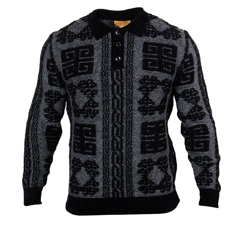 Prestige CH-420 3 Button Polo Sweater - Black