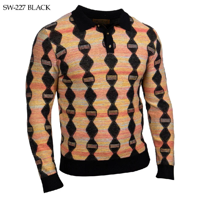 Prestige SW-227 Long Sleeve Polo Sweater - Black