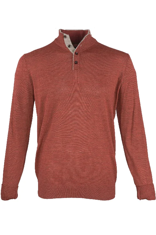 Garnet Quarter Button Sweater - Burnt Orange