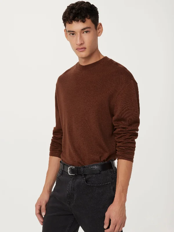 The Merino Wool Mock Neck  in Cappuccino