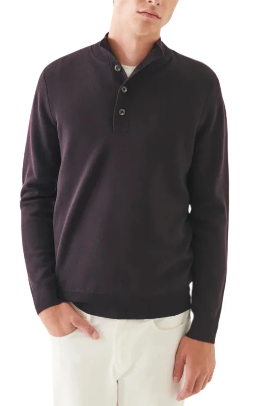 Double-Face Button Mock Neck