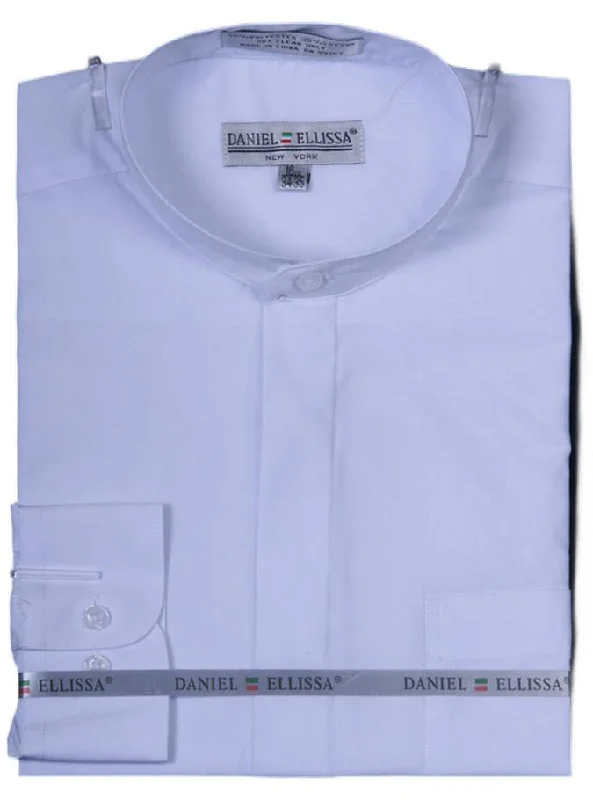 Banded Collar Dress Shirt, White