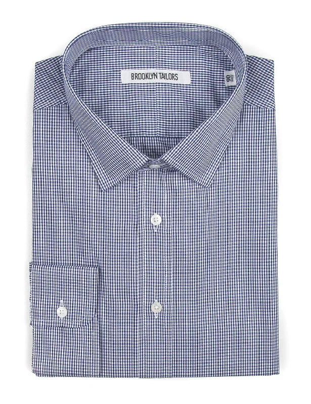 BKT20 Slim Dress Shirt in Micro Gingham - White and Navy