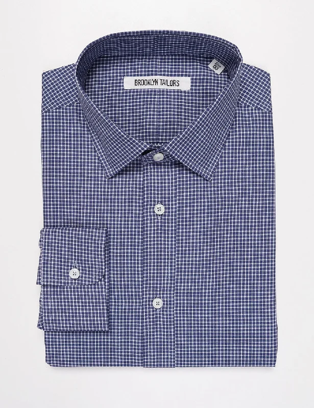 FINAL SALE: BKT20 Slim Dress Shirt in Grid Check - Heather Blue & White