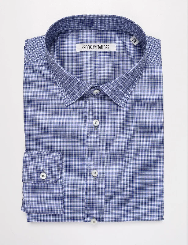 FINAL SALE: BKT20 Slim Dress Shirt in Mini Plaid - Blue and Gray