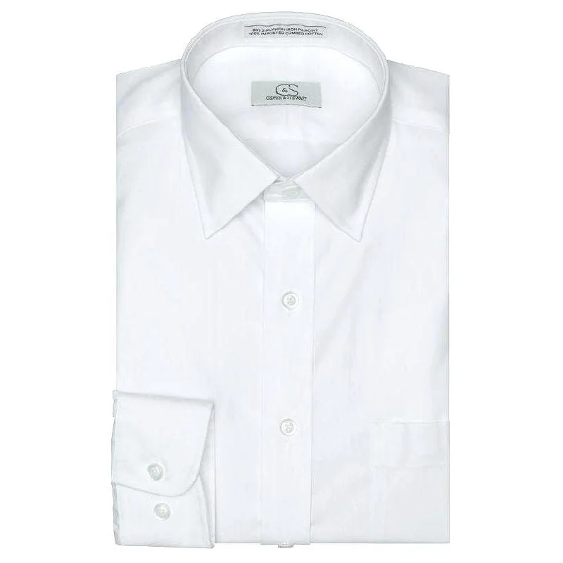 Cooper & Stewart Non-Iron Pinpoint Spread Collar White