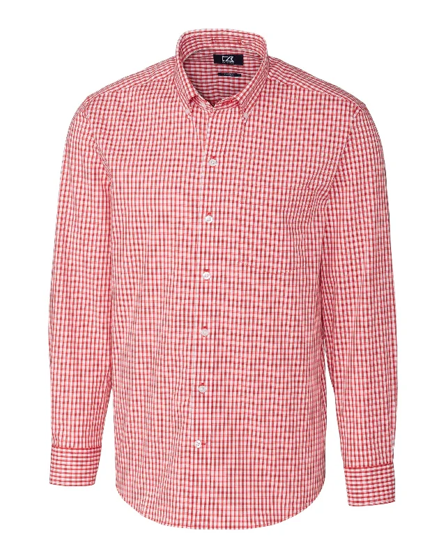 Cutter & Buck Easy Care Stretch Gingham Dress Shirt Red