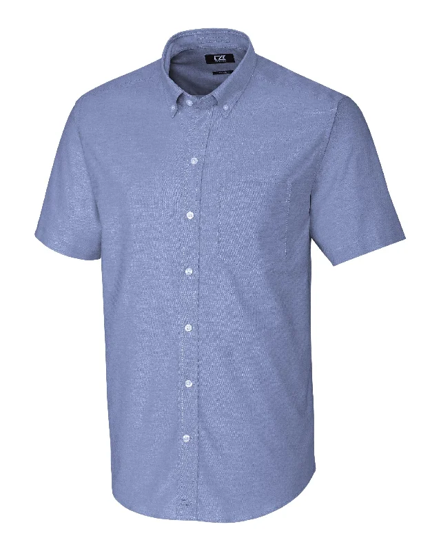 Cutter & Buck Stretch Oxford Short Sleeve Dress Shirt French Blue