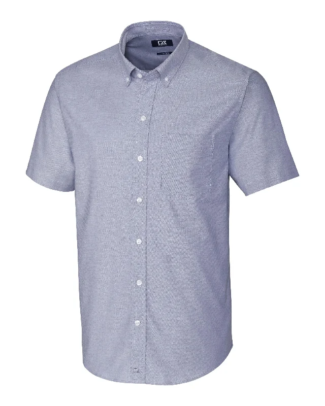 Cutter & Buck Stretch Oxford Short Sleeve Dress Shirt Light Blue