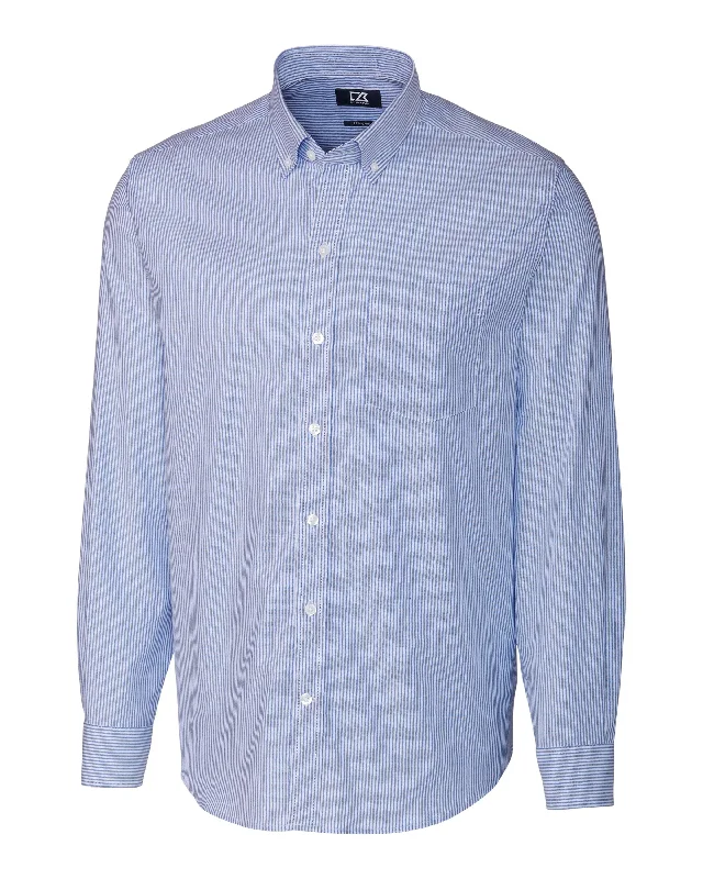 Cutter & Buck Stretch Oxford Stripe Dress Shirt French Blue