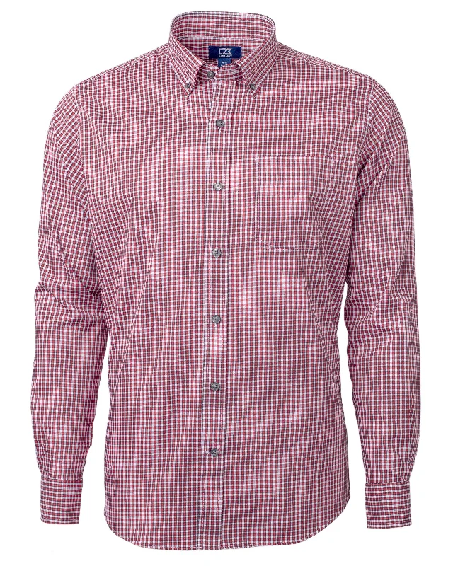 Cutter & Buck Versatech Multi Check Stretch Dress Shirt Red