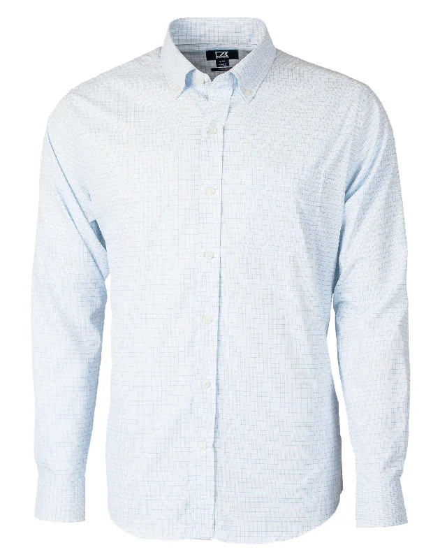 Cutter & Buck Versatech Tattersall Stretch Dress Shirt French Blue