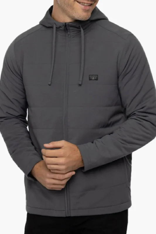 Every Amenity Full Zip Hooded Golf Jacket In Grey Pinstripe