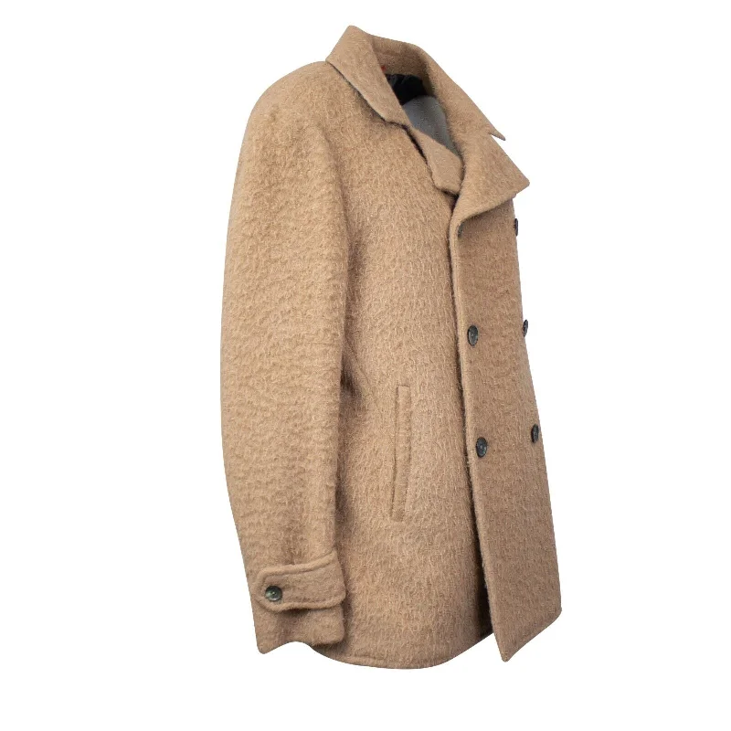 Isaia Shearling Texture With Back Vent - Tan