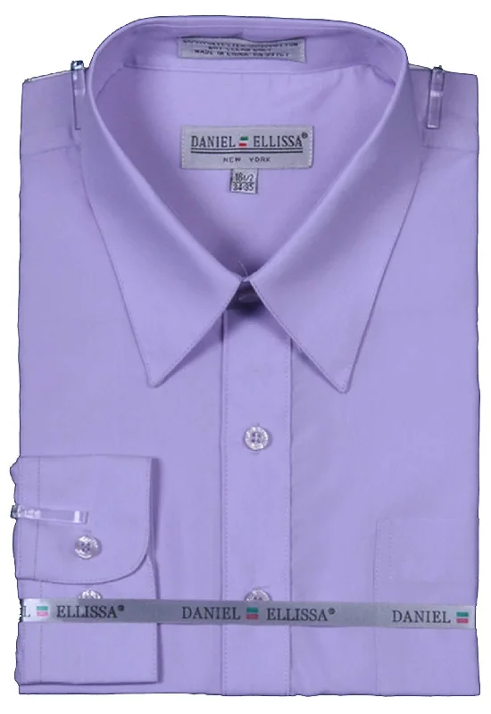 Men's Basic Dress Shirt  with Convertible Cuff -Color Lilac