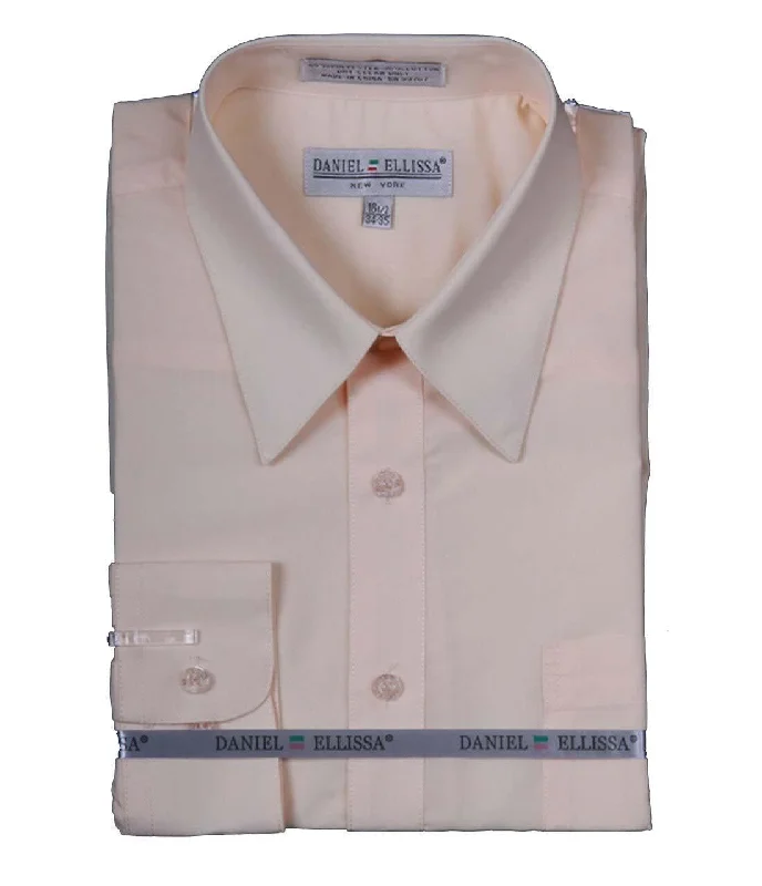 Men's Basic Dress Shirt  with Convertible Cuff -Color Soft Butter