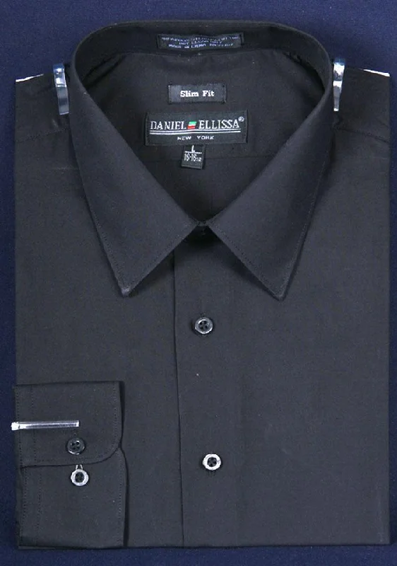 Men's Slim Fit Dress Shirt Color Black