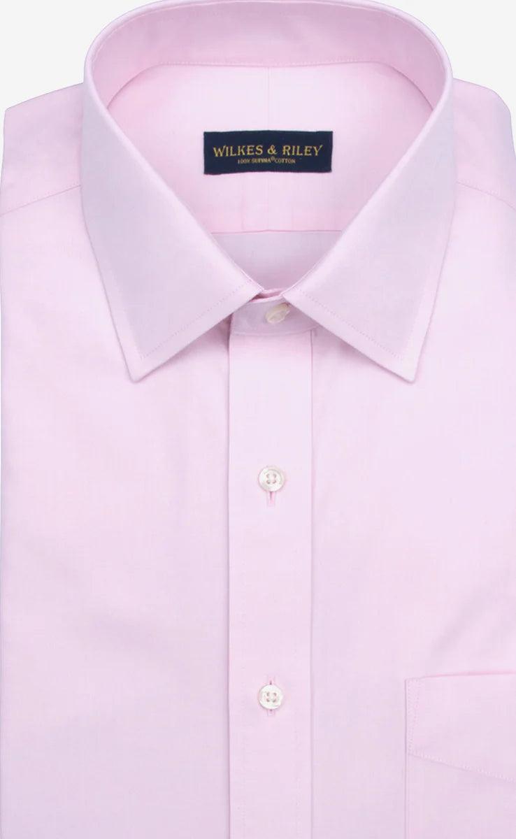 Wilkes and Riley Spread Collar Non-Iron Pinpoint Oxford Dress Shirt Pink Solid