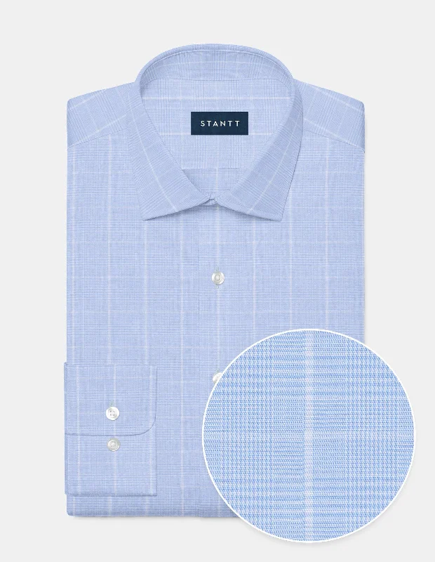 Wrinkle-Resistant Glen Plaid - Sky Blue