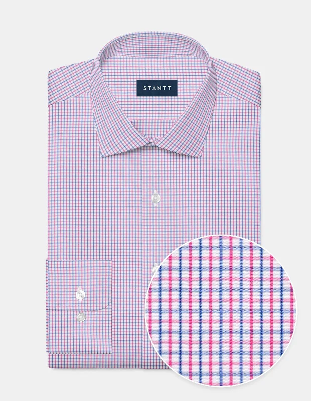 Wrinkle-Resistant Pink and Light Blue Tattersall