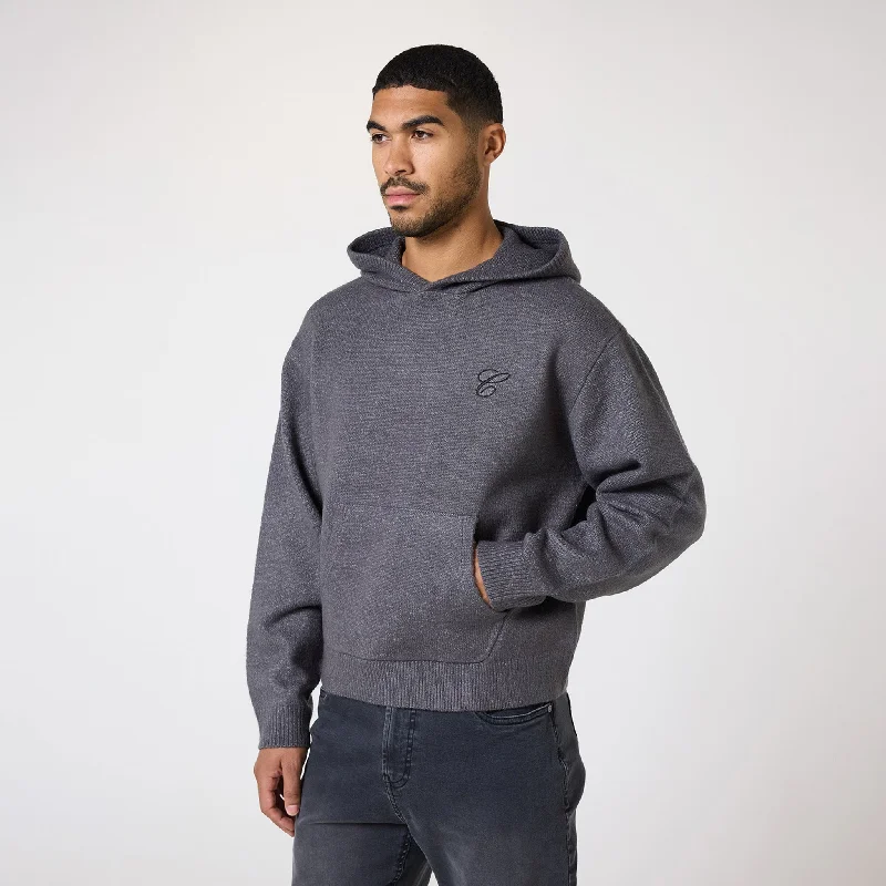 Brushed Knit Hoodie | Charcoal