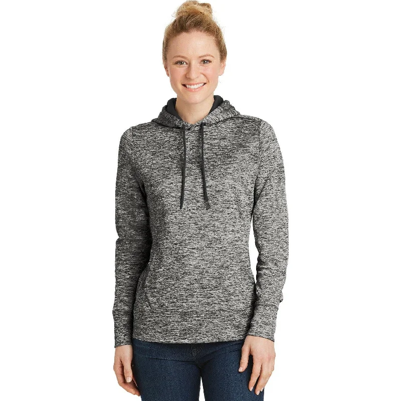 CLOSEOUT - Sport-Tek Ladies PosiCharge Electric Heather Fleece Hooded Pullover