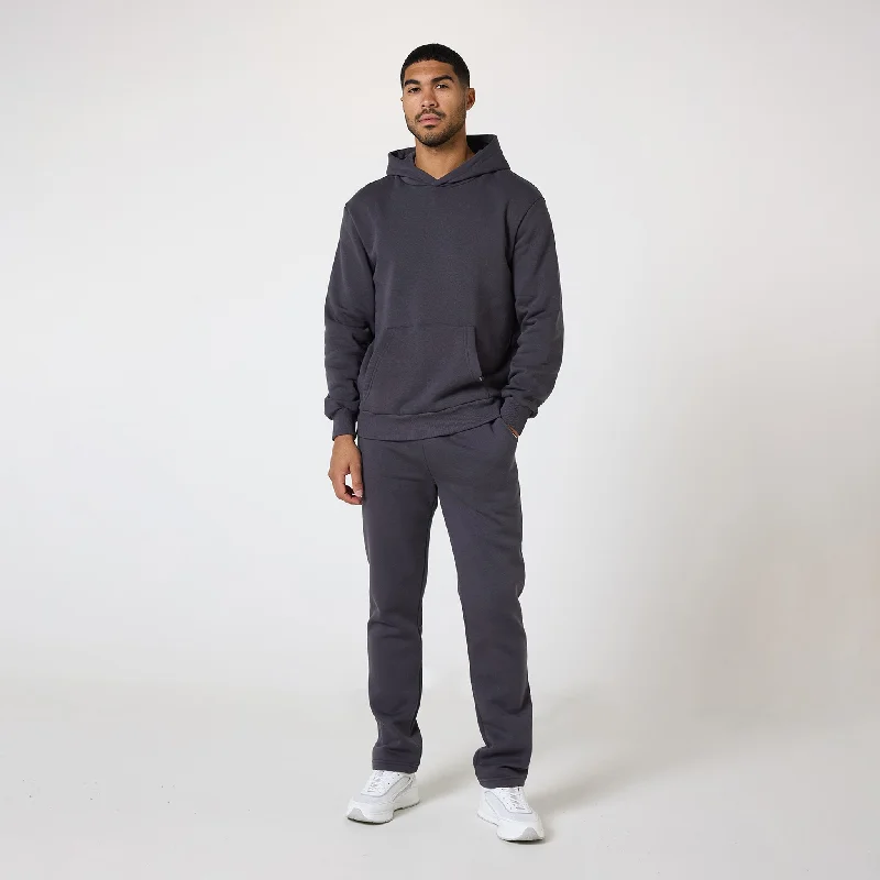 Relaxed Fit Open Hem Tracksuit | Dark Grey