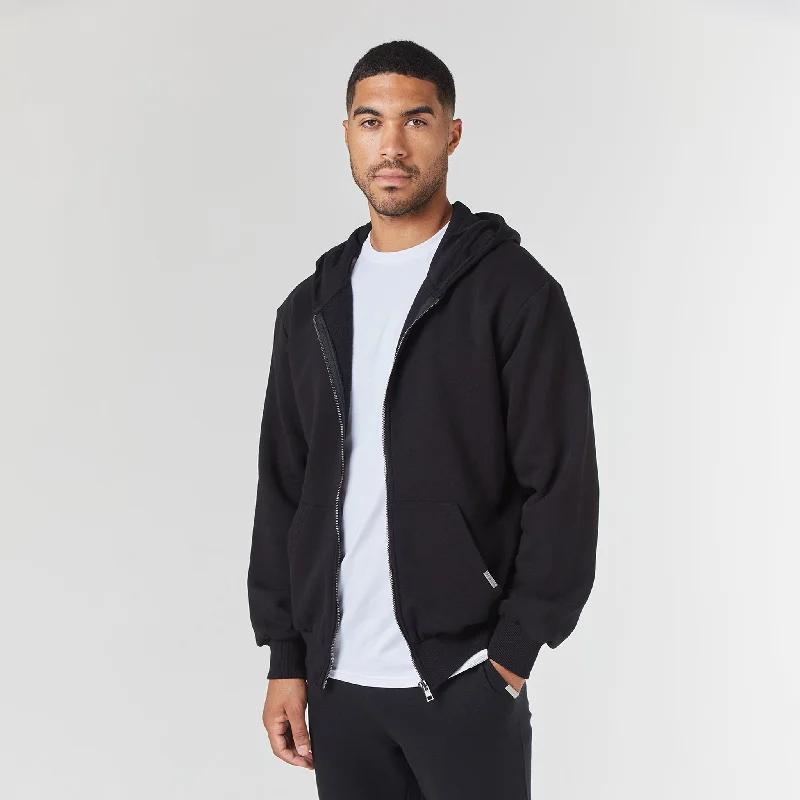 Relaxed Full Zip Hoodie | Black