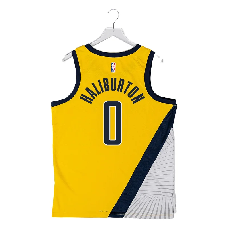 Adult Indiana Pacers #0 Tyrese Haliburton Statement Swingman Jersey by Jordan