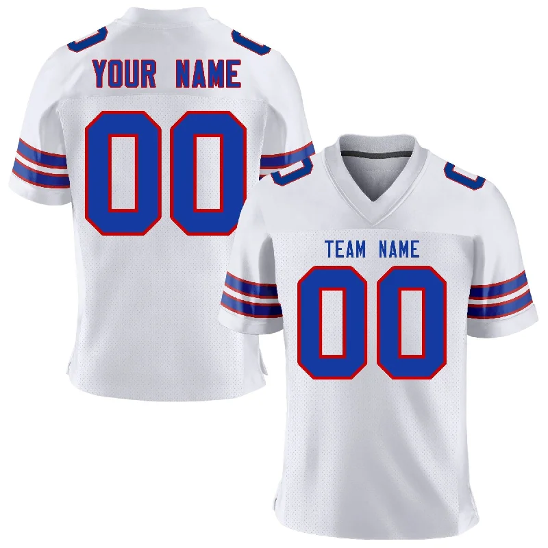 Custom White Royal-Red Personalized Classic Mesh Authentic Football Jersey