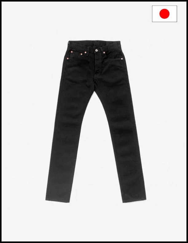 Iron Heart IH-777S-142bb 14oz Selvedge Denim Slim Tapered Cut Jeans - Black/Black