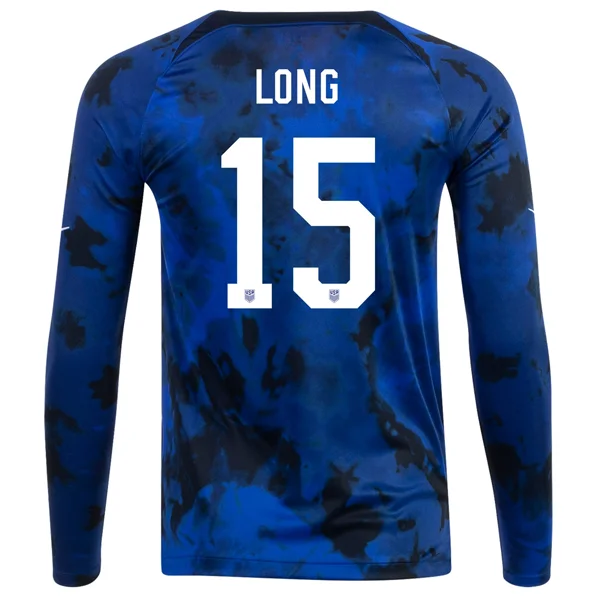 Nike United States Aaron Long Long Sleeve Away Jersey 22/23 (Bright Blue/White)