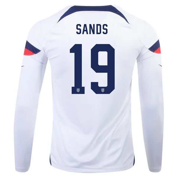 Nike United States James Sands Home Long Sleeve Jersey 22/23 (White/Loyal Blue)