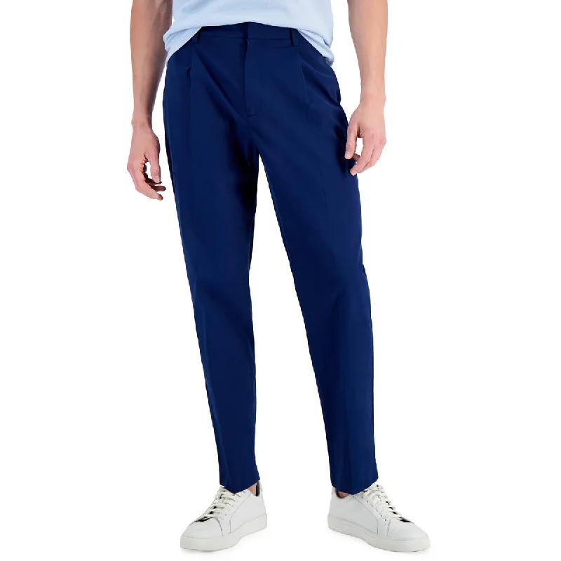 Alfani Mens Pleated Cotton Stretch Straight Leg Pants