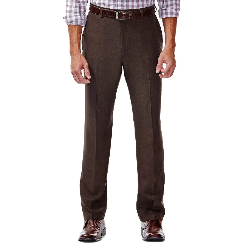 Haggar Mens Flat Front Solid Dress Pants