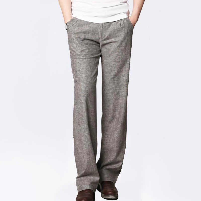 Thin Linen Men's Commercial Loose Straight Fit Casual Business Trousers