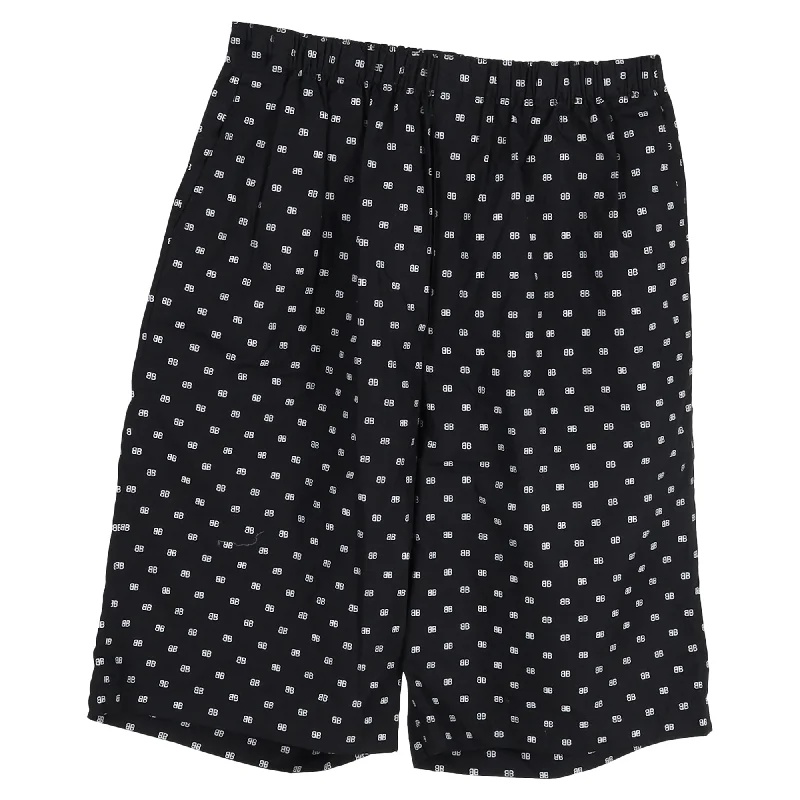 Balenciaga Logo Print Boxer Shorts In Black Cotton