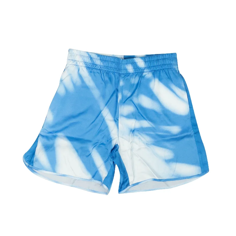 Blue Viscose Shadow Print Satin Shorts