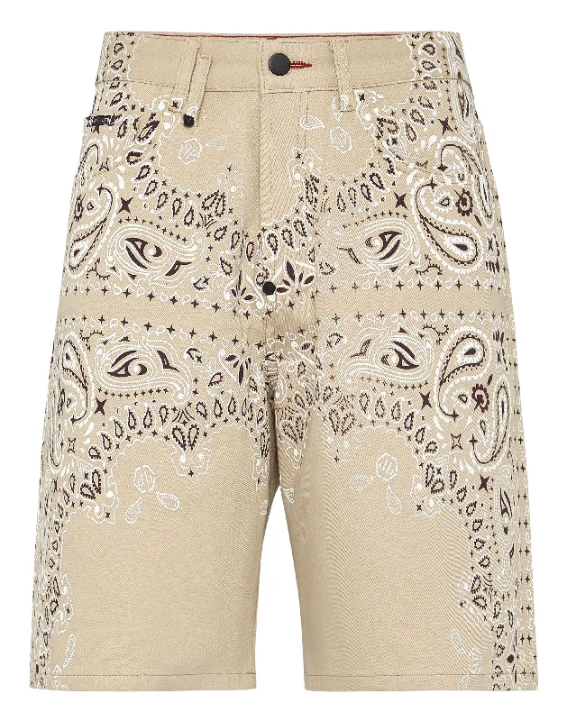 Denim Shorts Paisley Bandana